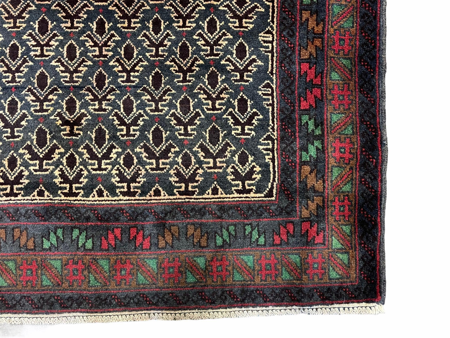 USED 3x5 New Vintage Handmade Wool Rug Tribal Balouch Turkoman Prayer Rug Veggie Dyes