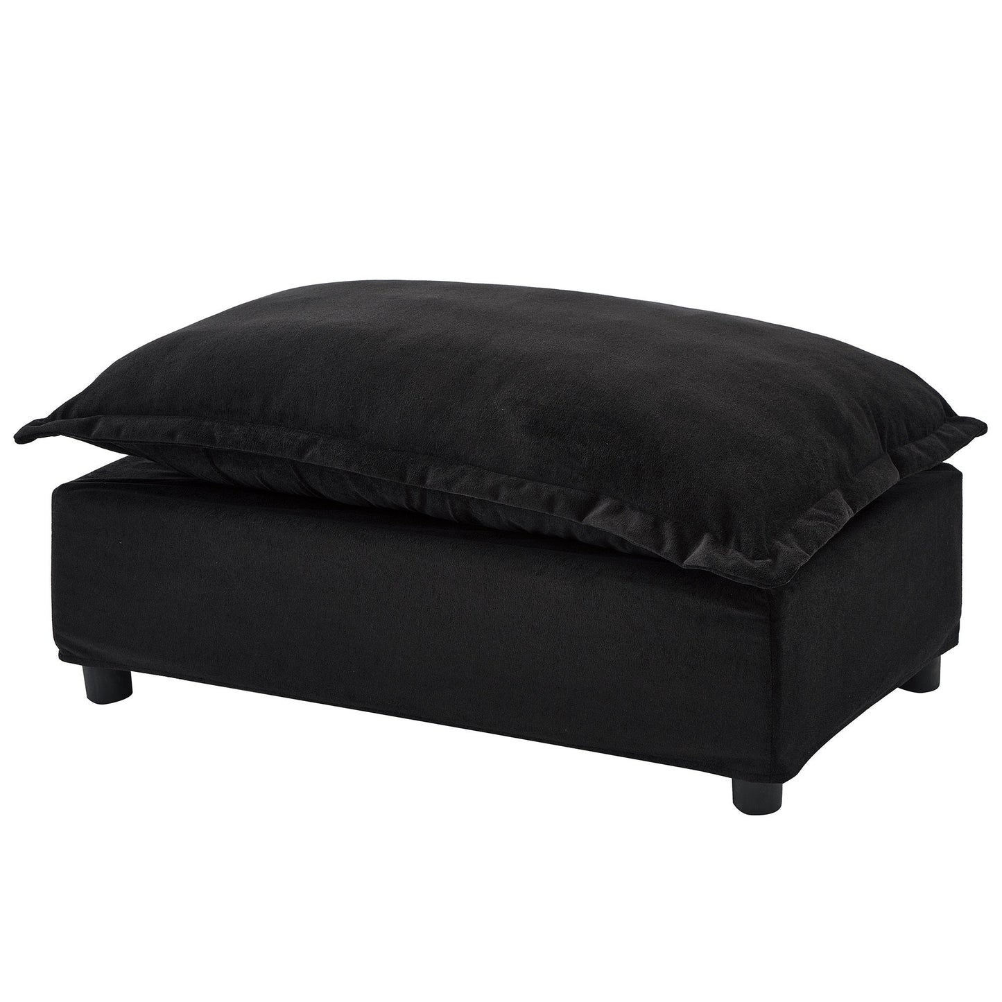 NEW Modern Armchair Sofa 47' Cozy Upholstered Sofa Chair with Movable Ottoman, Black Chenille, Wide Seat & Curved Armrests