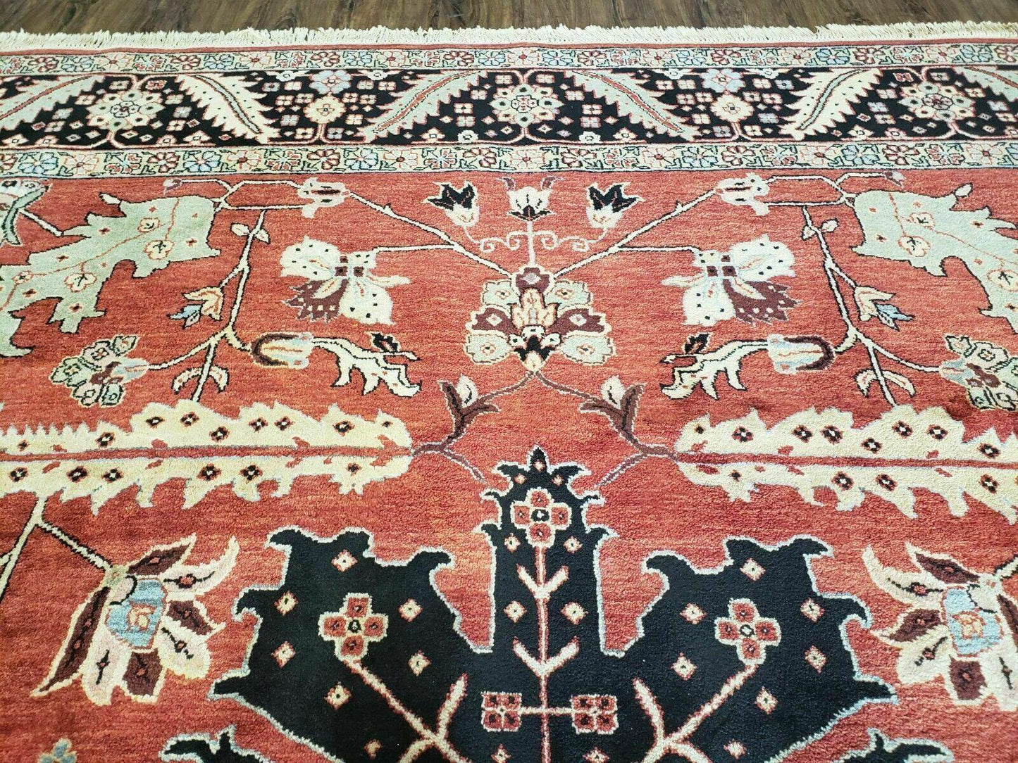 USED 10' X 14' Vintage Hand Made Turkish Wool Rug Carpet Red Black Hand Knotted Nice