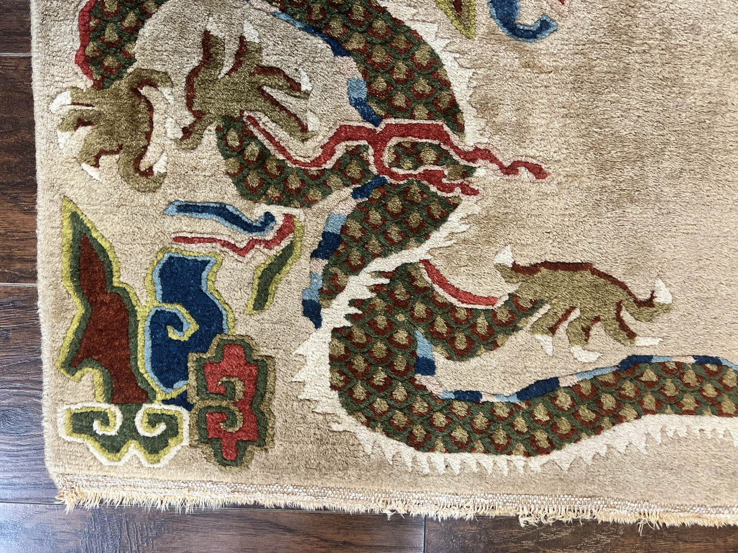 USED Antique Chinese Peking Rug 3 x 5.6, Dragon Motifs, Handmade Wool Asian Oriental Carpet