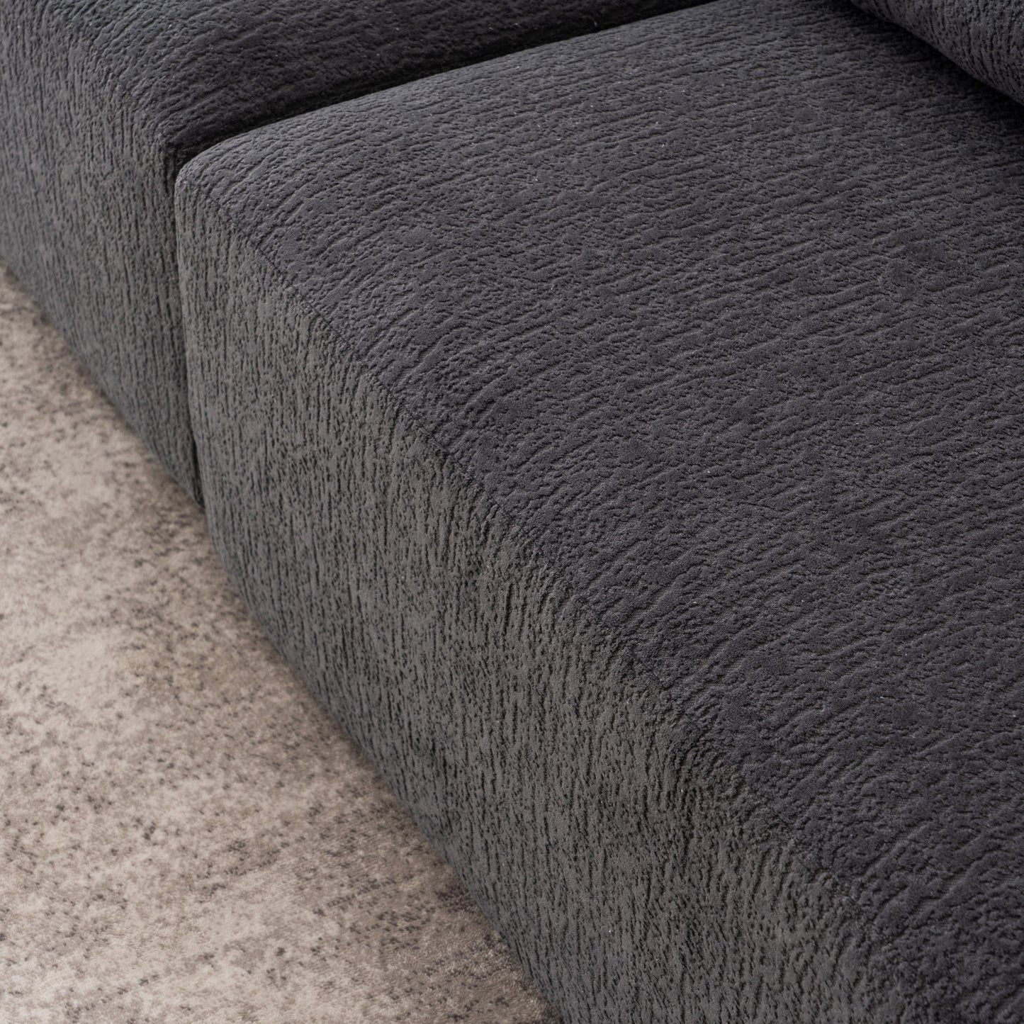 NEW LY-029 Gray 4-Seater Wood Grain Chenille Fabric Full Sponge Compression Sofa with 2 Pillows