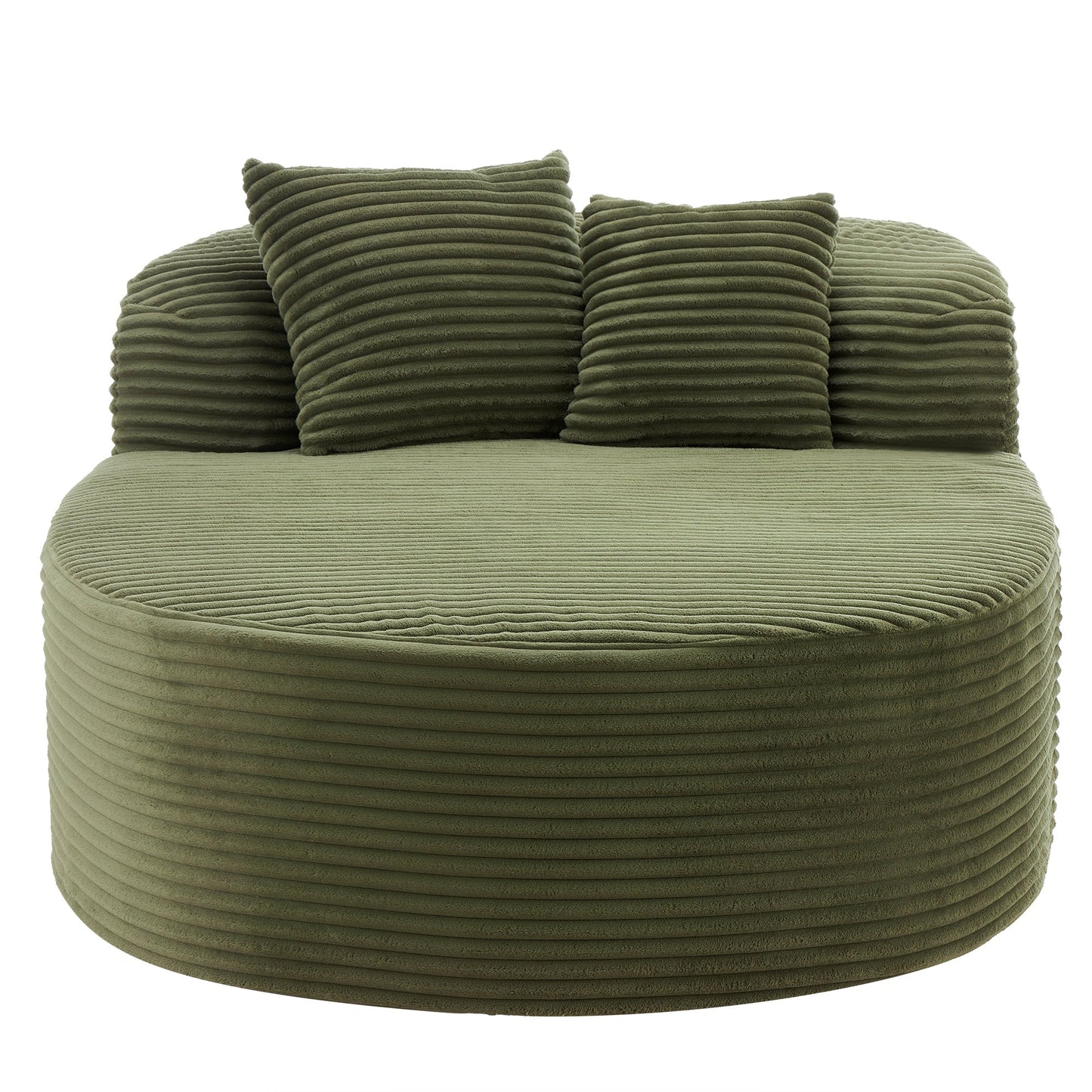 NEW Modern Green Corduroy Chaise Lounge Sofa Bed Boneless Couch with Two Supportive Pillows
