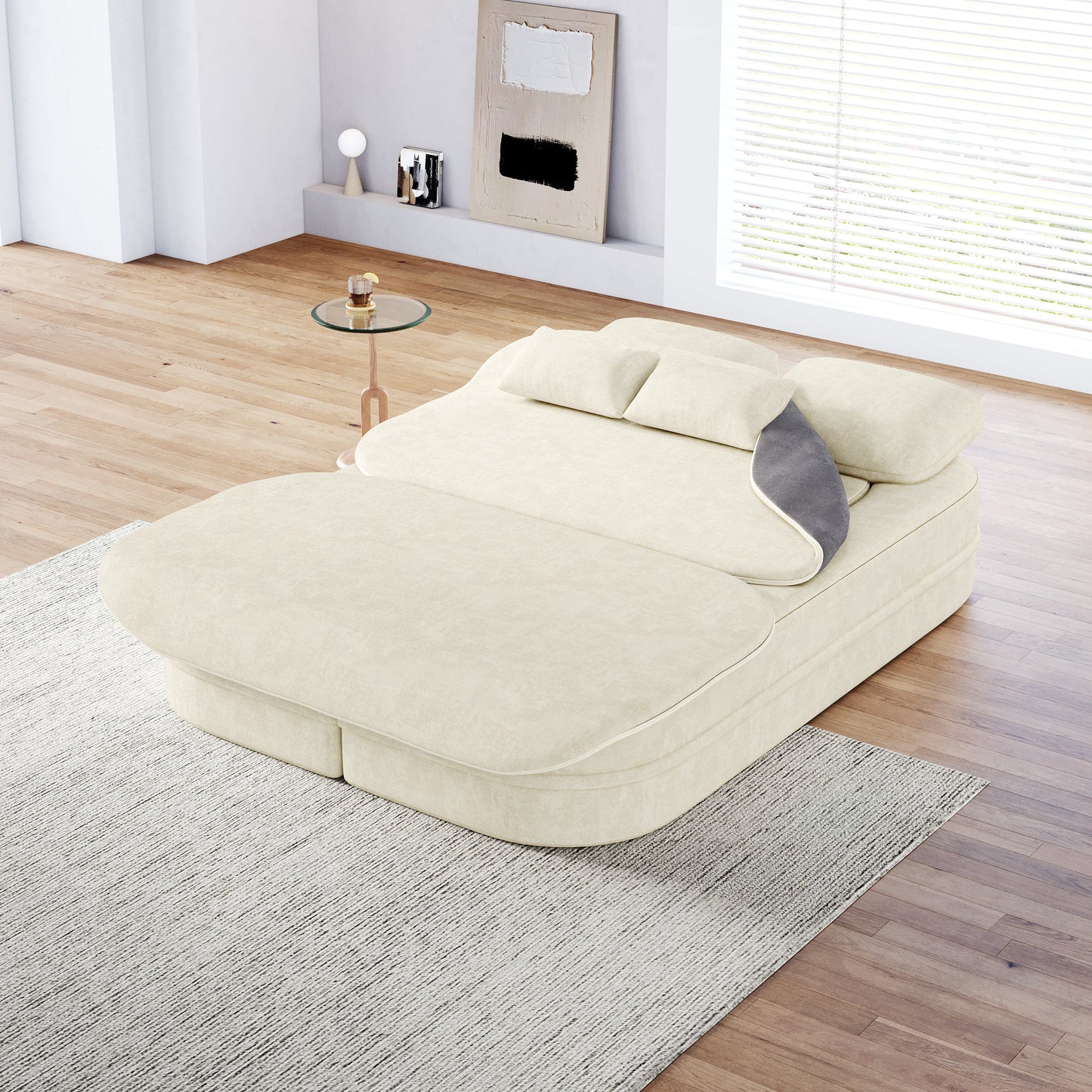 NEW 75'' Chenille 2-in-1 Foldable Sofa,Convertible Sleeper Foam Sofa Bed Folding Sofa Bed Lounge Couch with Multi Functional Blanket