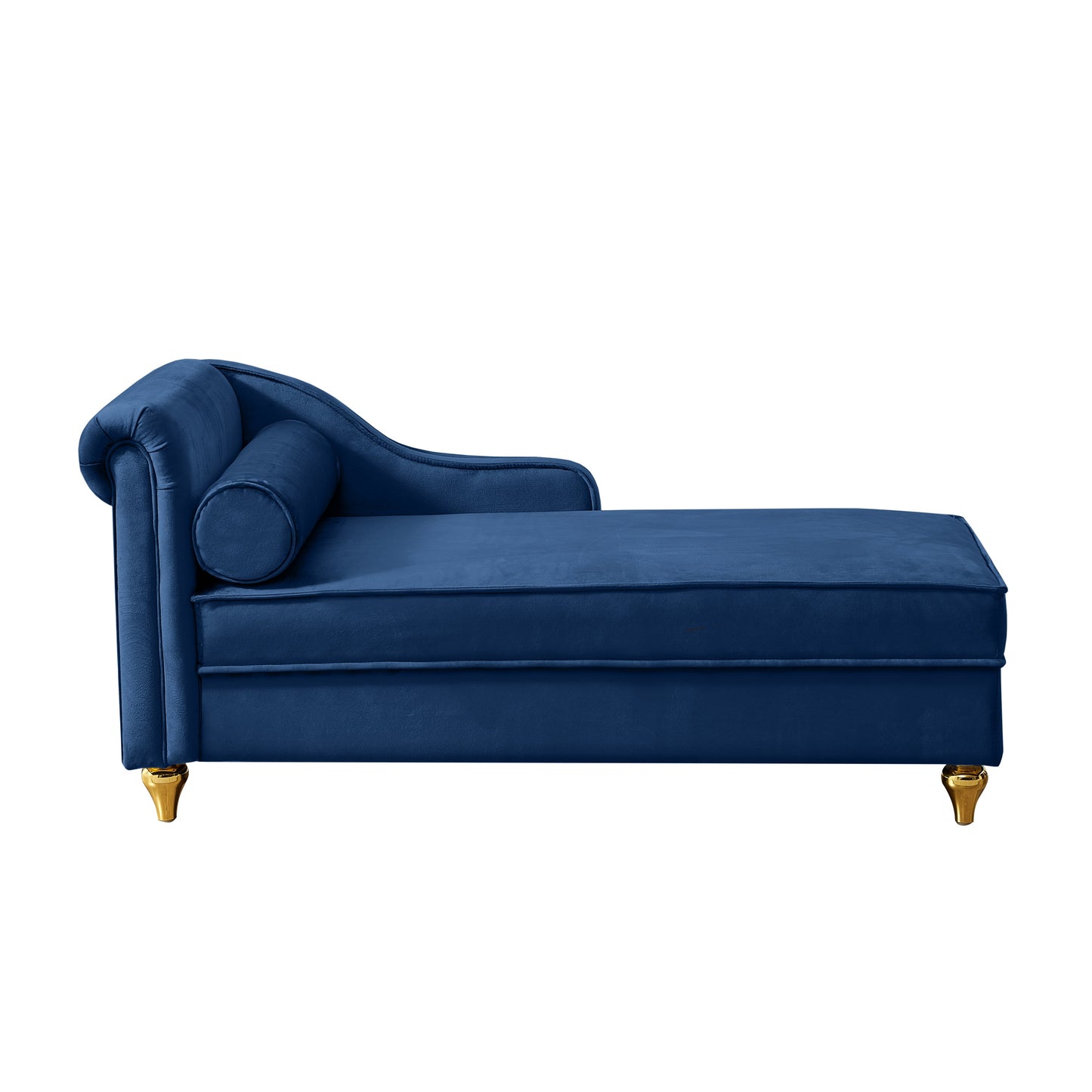 NEW Modern Upholstery Chaise Lounge Chair with Storage Velvet (Navy Blue)