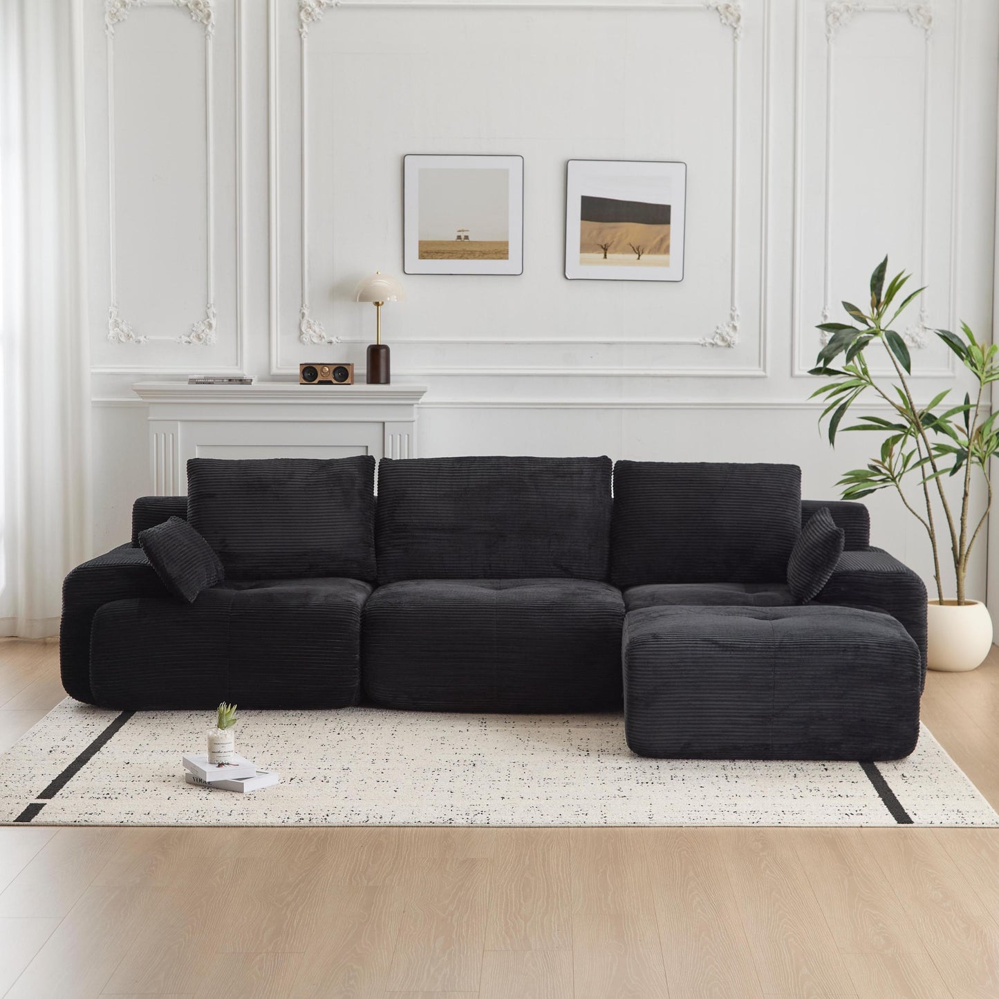 NEW Black Modern Large Memory Foam Sectional