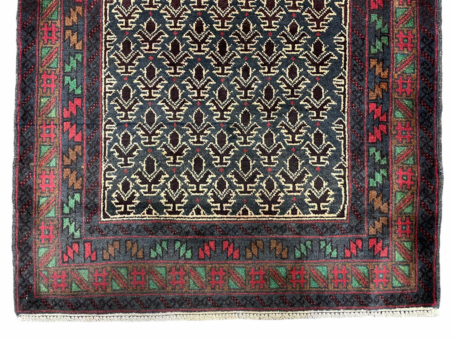 USED 3x5 New Vintage Handmade Wool Rug Tribal Balouch Turkoman Prayer Rug Veggie Dyes