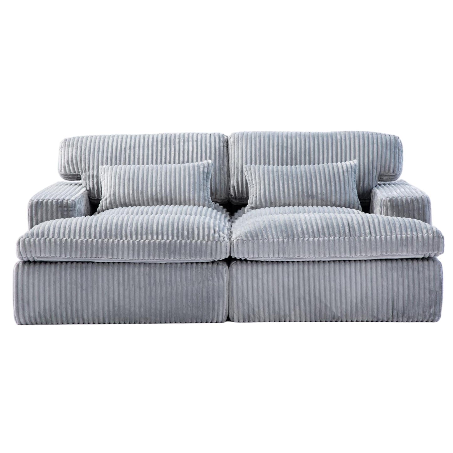 NEW Indoor Grey Corduroy Oversized Upholstered Double Chaise Lounge Chair Oversized Upholstered Sleeper Cloud Couch Deep Seat Luxury Sectional Sofa Bed Chaise Lounge