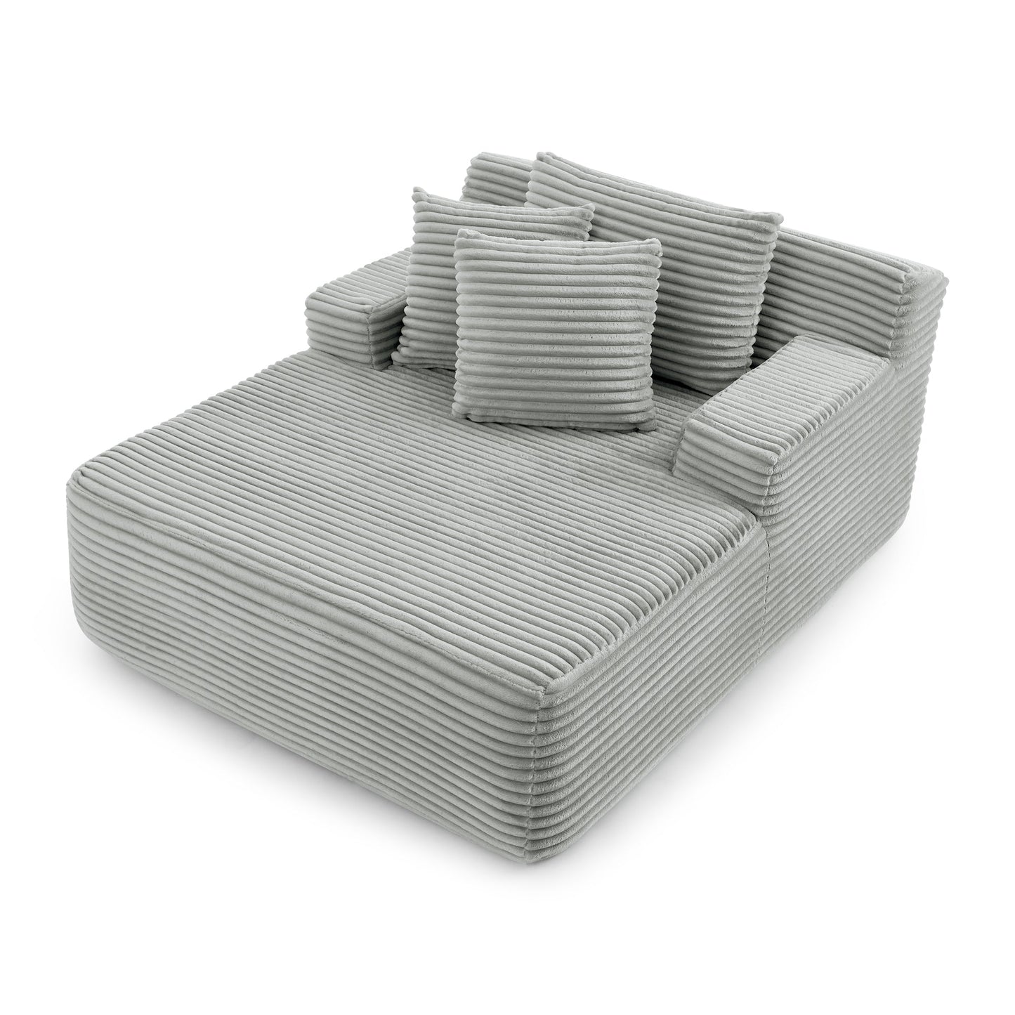 NEW Modern Velvet Single Lazy Sofa Lounge Chair with High-Density Foam in Gray