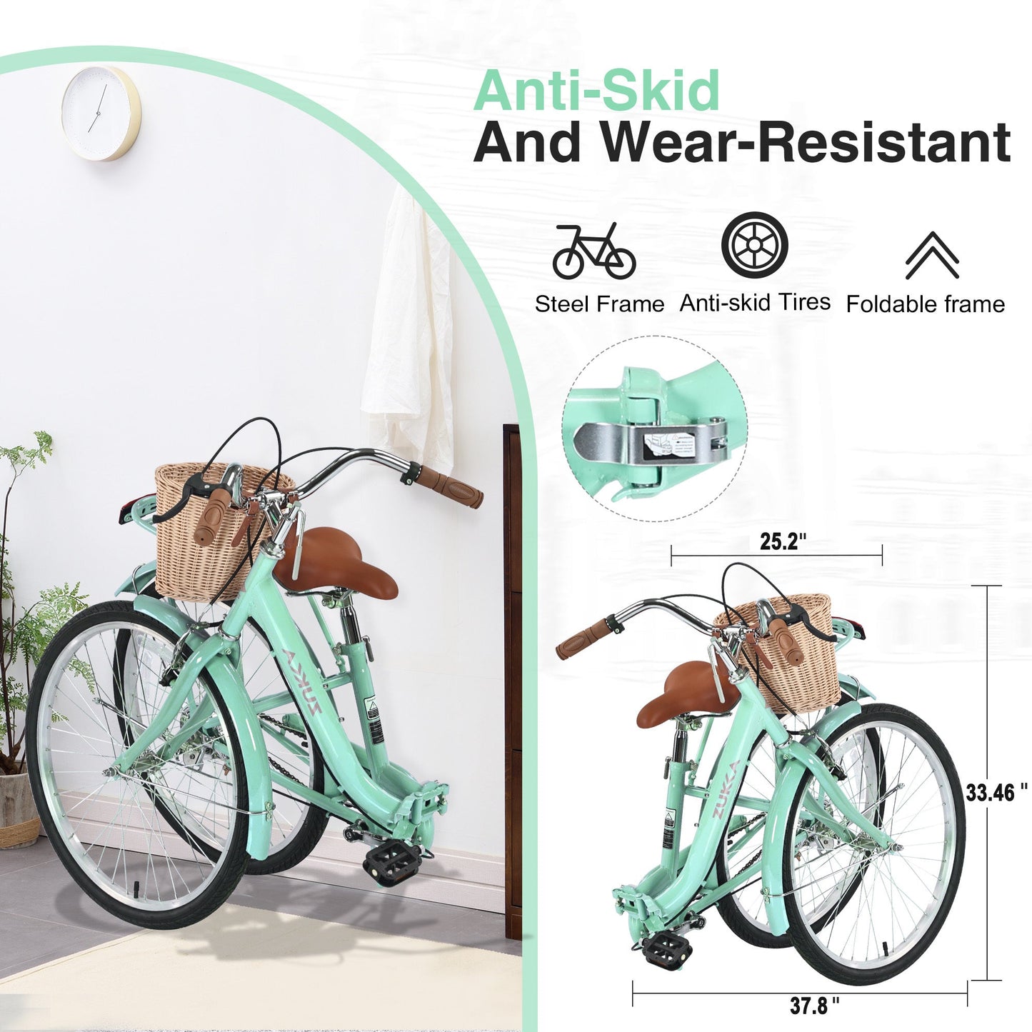 NEW 26 Inch Single Speed Folding Lady Bike , Durable Steel Frame,Compact Design for Easy Storage and Commuting