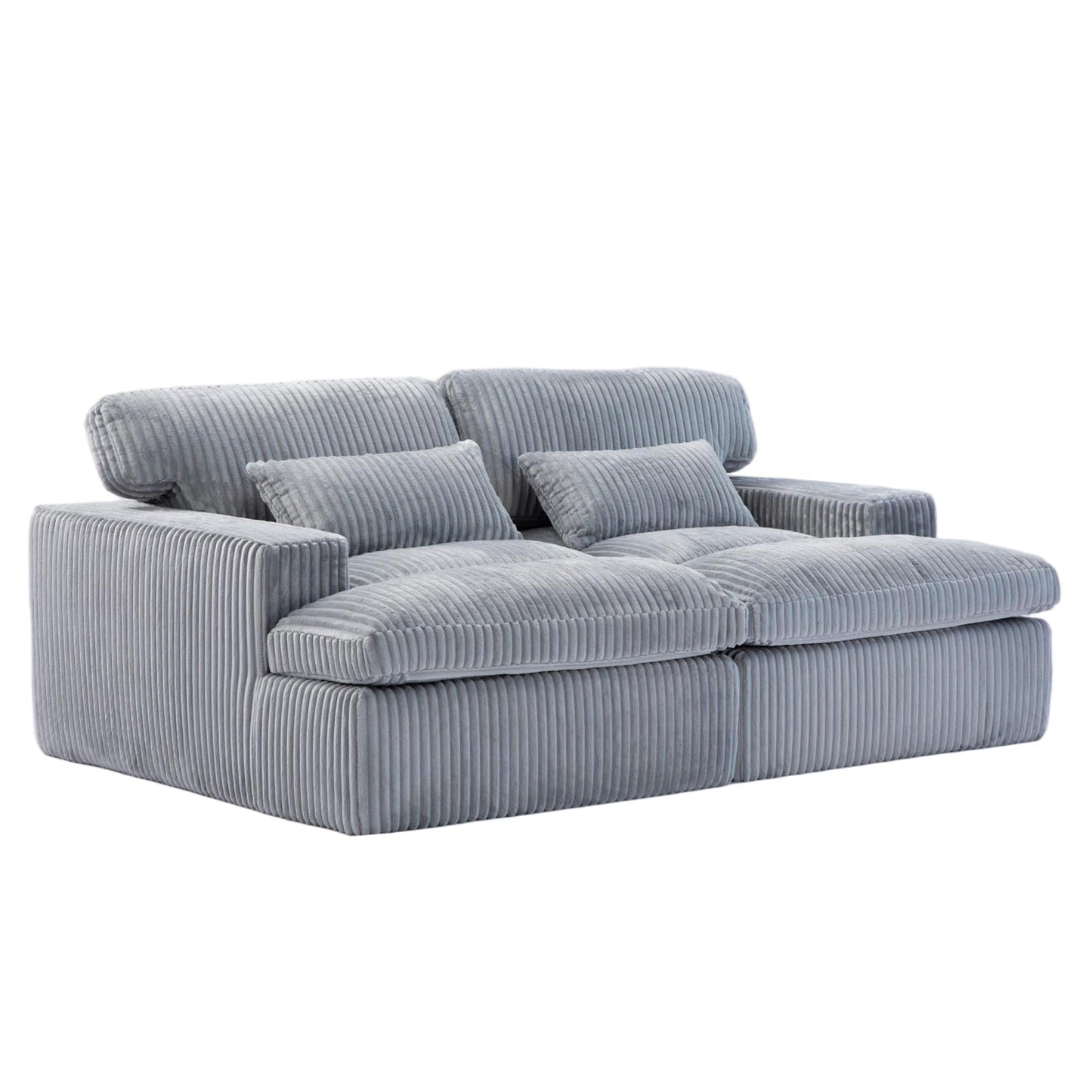 NEW Indoor Grey Corduroy Oversized Upholstered Double Chaise Lounge Chair Oversized Upholstered Sleeper Cloud Couch Deep Seat Luxury Sectional Sofa Bed Chaise Lounge