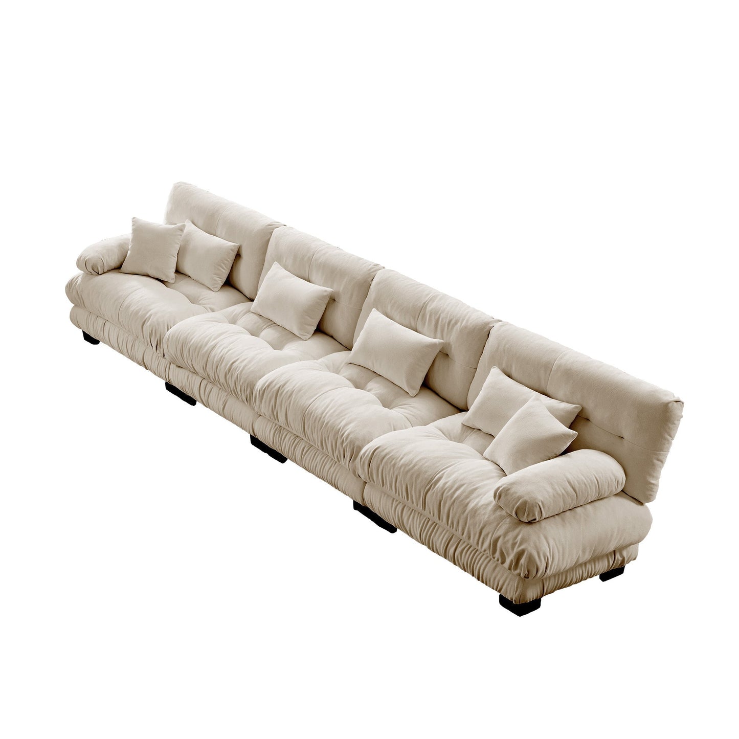NEW Light Coffee Chenille Comfy Upholstered 4-Seater Sectional Sofa Modular Deep Seat Sofa Couch