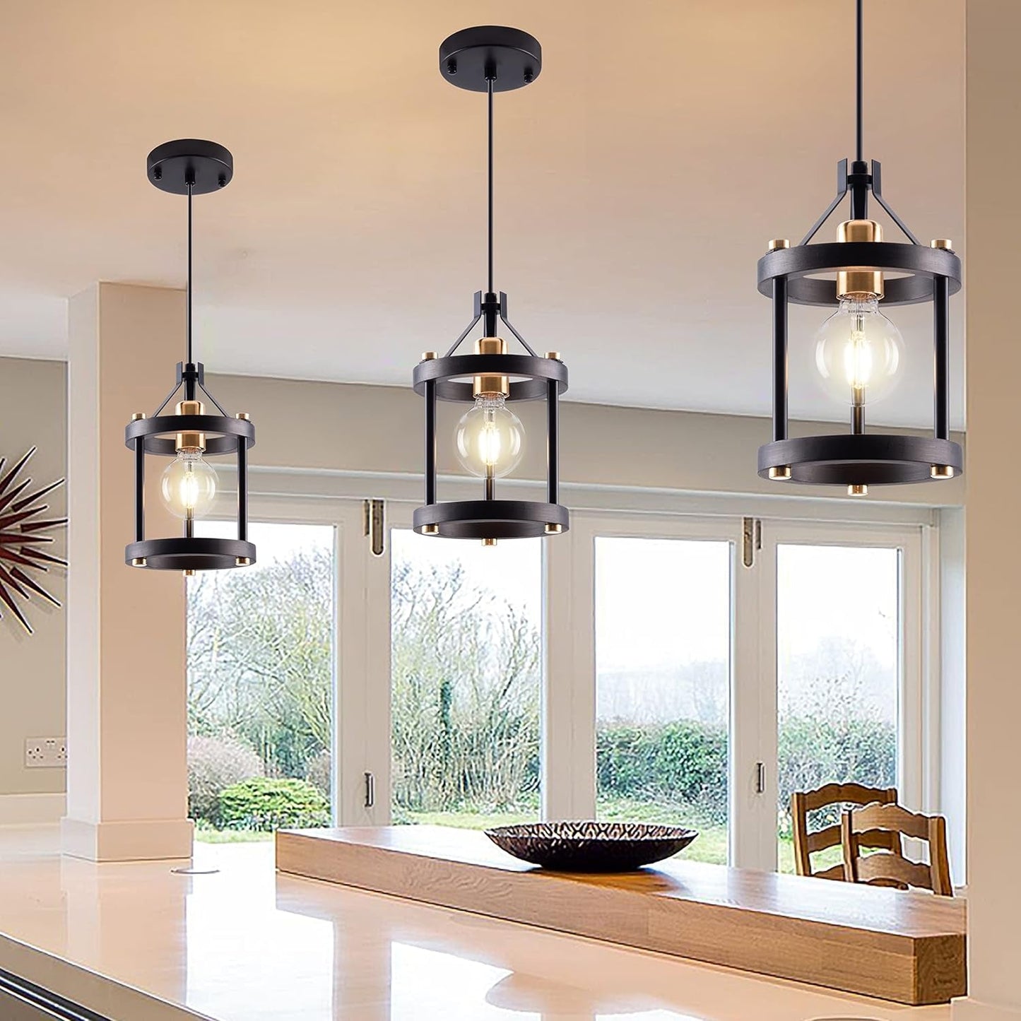 NEW Black Farmhouse Pendant Lights With Adjustable Cords