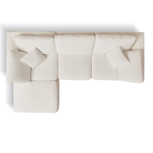 NEW Cloud Style 3 Seater Convertible Couch Warm White, Chenille Fabric L-Shape Modular