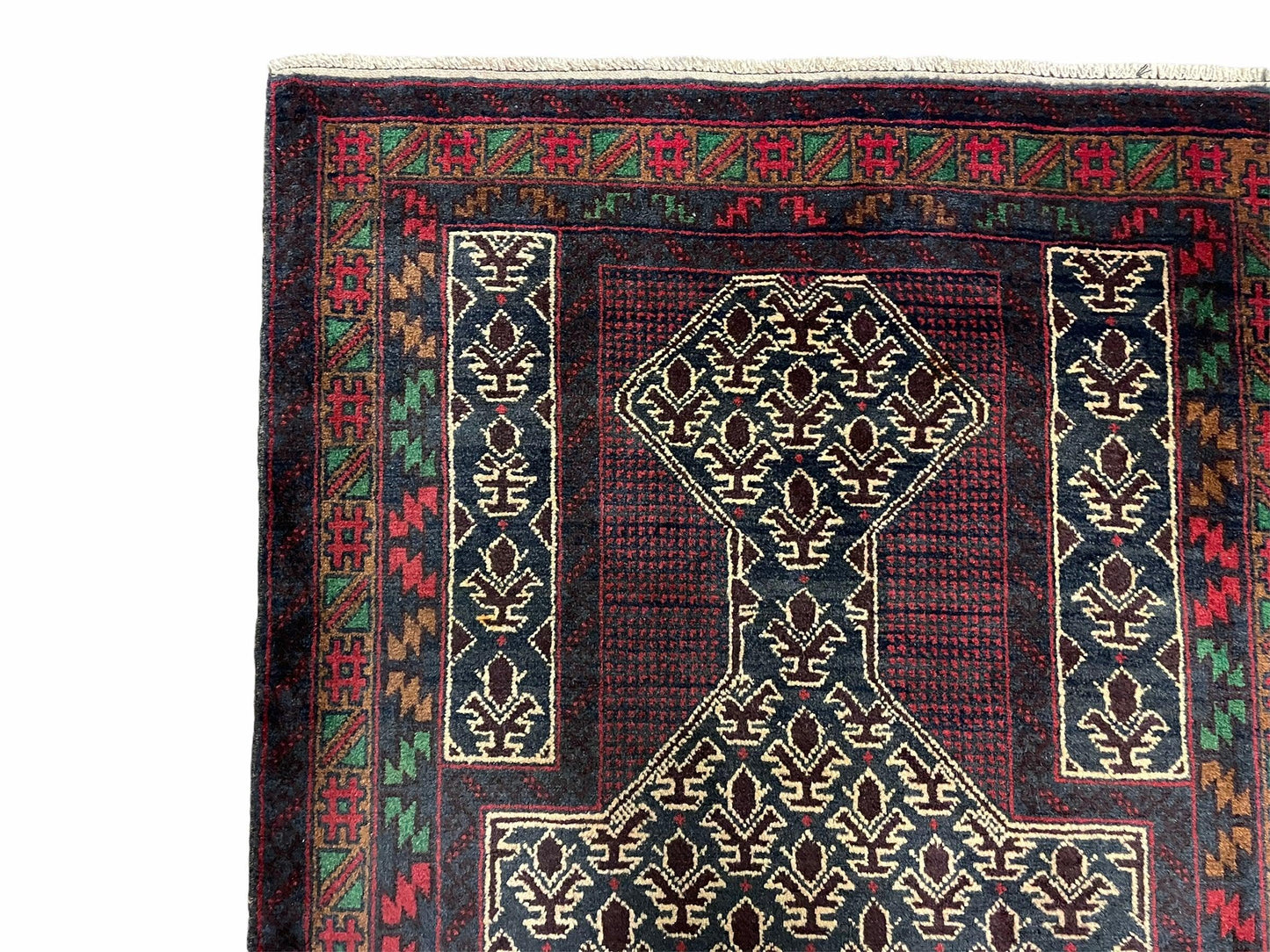 USED 3x5 New Vintage Handmade Wool Rug Tribal Balouch Turkoman Prayer Rug Veggie Dyes