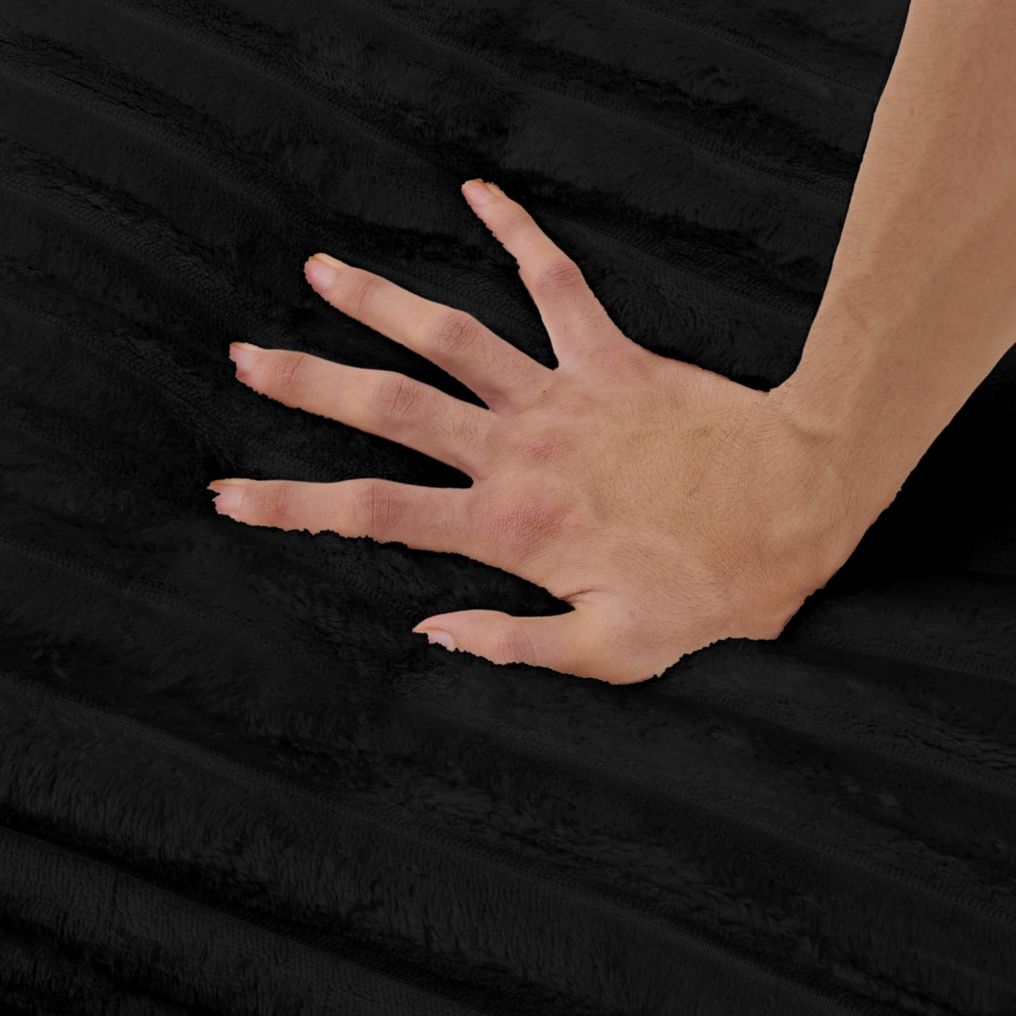 NEW Compressed Chaise Lounge Foam Fluffy Black Corduroy Upholstered Cloud Sofa Bed Couch with Deep Seat