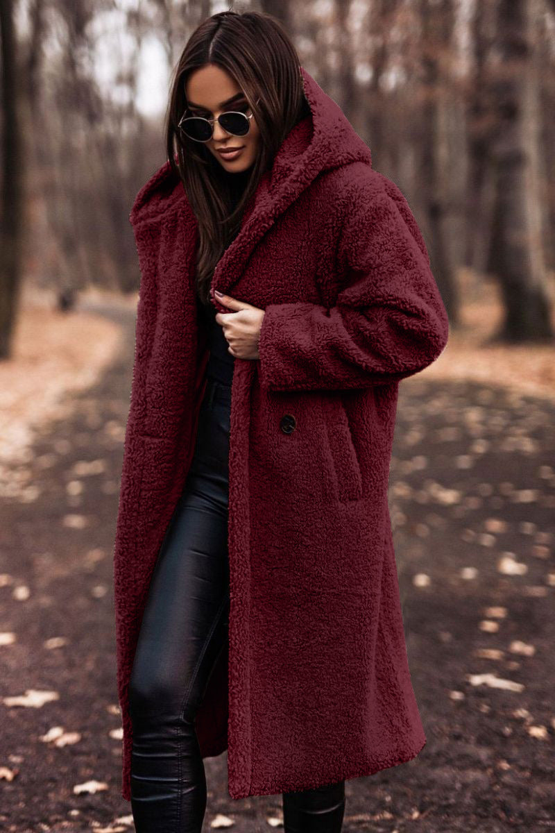 New Autumn Winter Fashion Elegant Long Coat Woman Plush Warm Faux Fleece Coat Women Teddy Jacket Female Teddy Coat Outwear Ladies