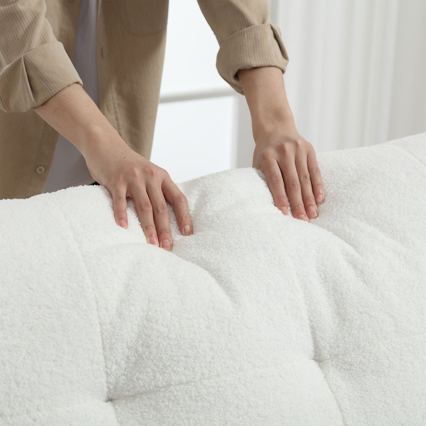 NEW Cloud Style Teddy Velvet Fabric Comfy Padded Sofa Couch