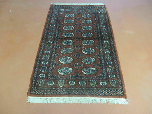 USED 3' X 4' Vintage Handmade Pakistan Turkoman Bokhara Fine Woven Wool Rug