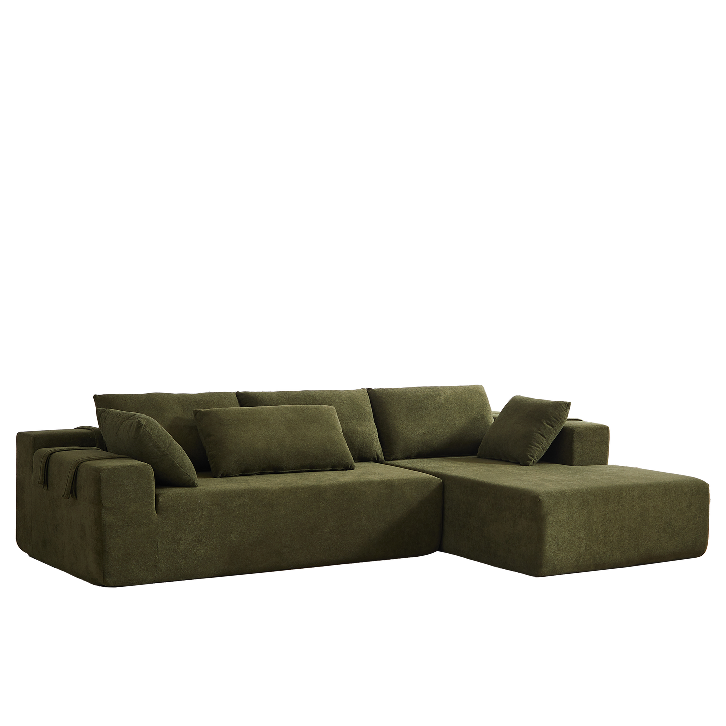 NEW Modern Chenille Upholstered Modular 108' L Shaped Sectional Free Combination Sofa Couch Set (Right Chaise)