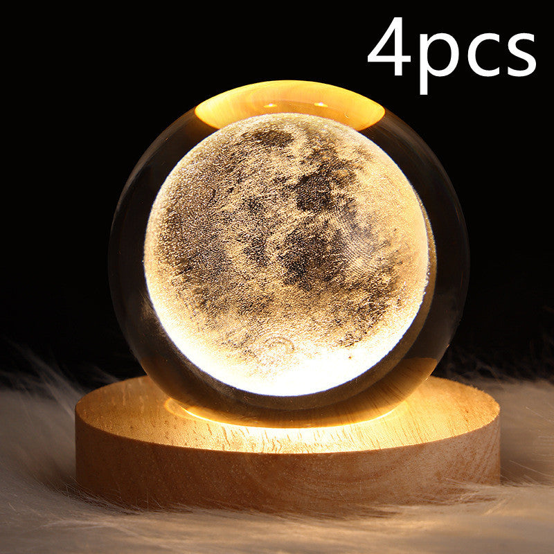 NEW LED Night Light Galaxy Crystal Ball Table Lamp 3D Planet Moon Lamp Bedroom Home Decor For Kids Party Children Birthday Gifts
