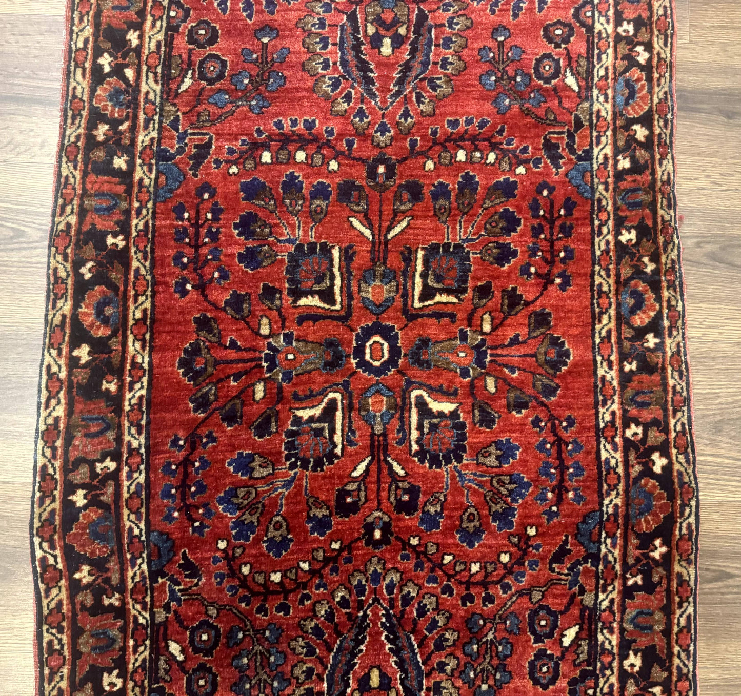 USED Small Red Persian Sarouk Rug 2.7 x 4.9, Floral, Antique