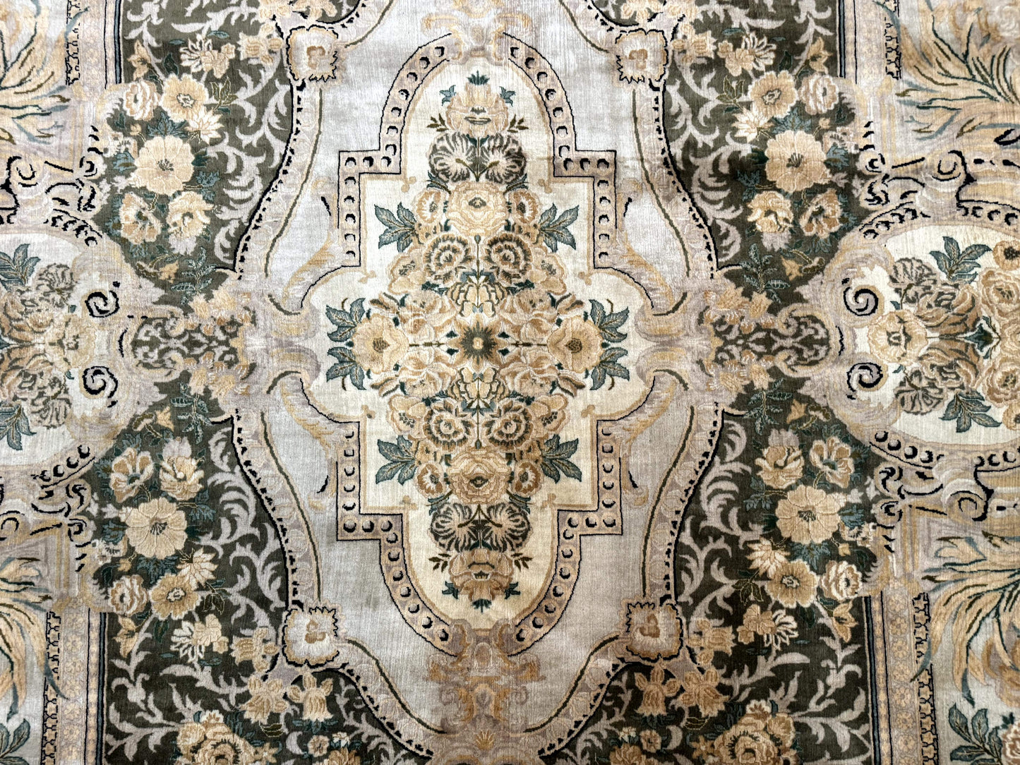 USED Aubusson Rug 8x10, Very Fine 225 KPSI, Floral, French European Design, Pakistani Carpet