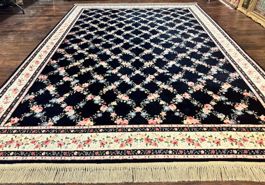 USED Karastan Rug 8.8 x 12, Garden of Eden #509/1270, Ebony Trellis, Vintage Discontinued Wool Pile Karastan Carpet
