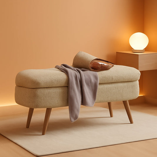 NEW 43-Inch Upholstered Storage Ottoman Bench With Hinge