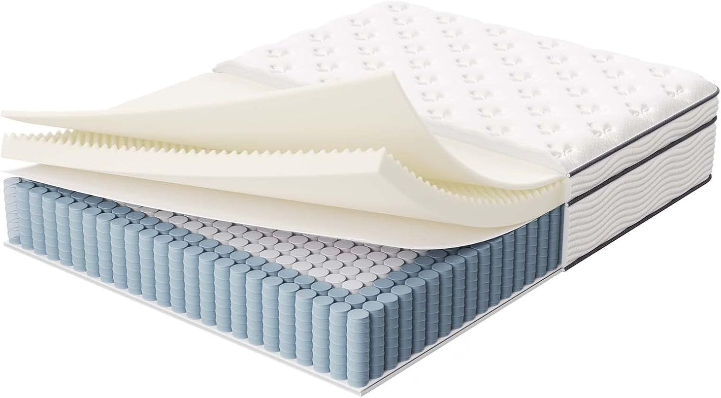 NEW Queen Hybrid Mattress 14 Inch Memory Foam Wrapped Coils