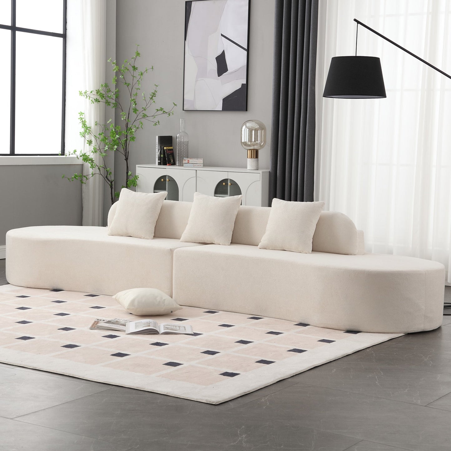 NEW Modern Living Room Curved Combination Terrycloth Fabric Sofa