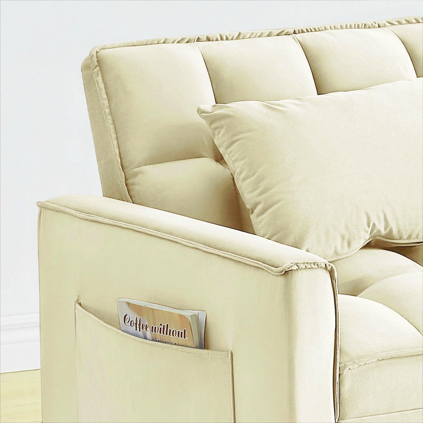 NEW Black Creamy White 3 in 1 Convertible Recliner Sofa Bed Couch suitable for small Spaces with Adjustable Back