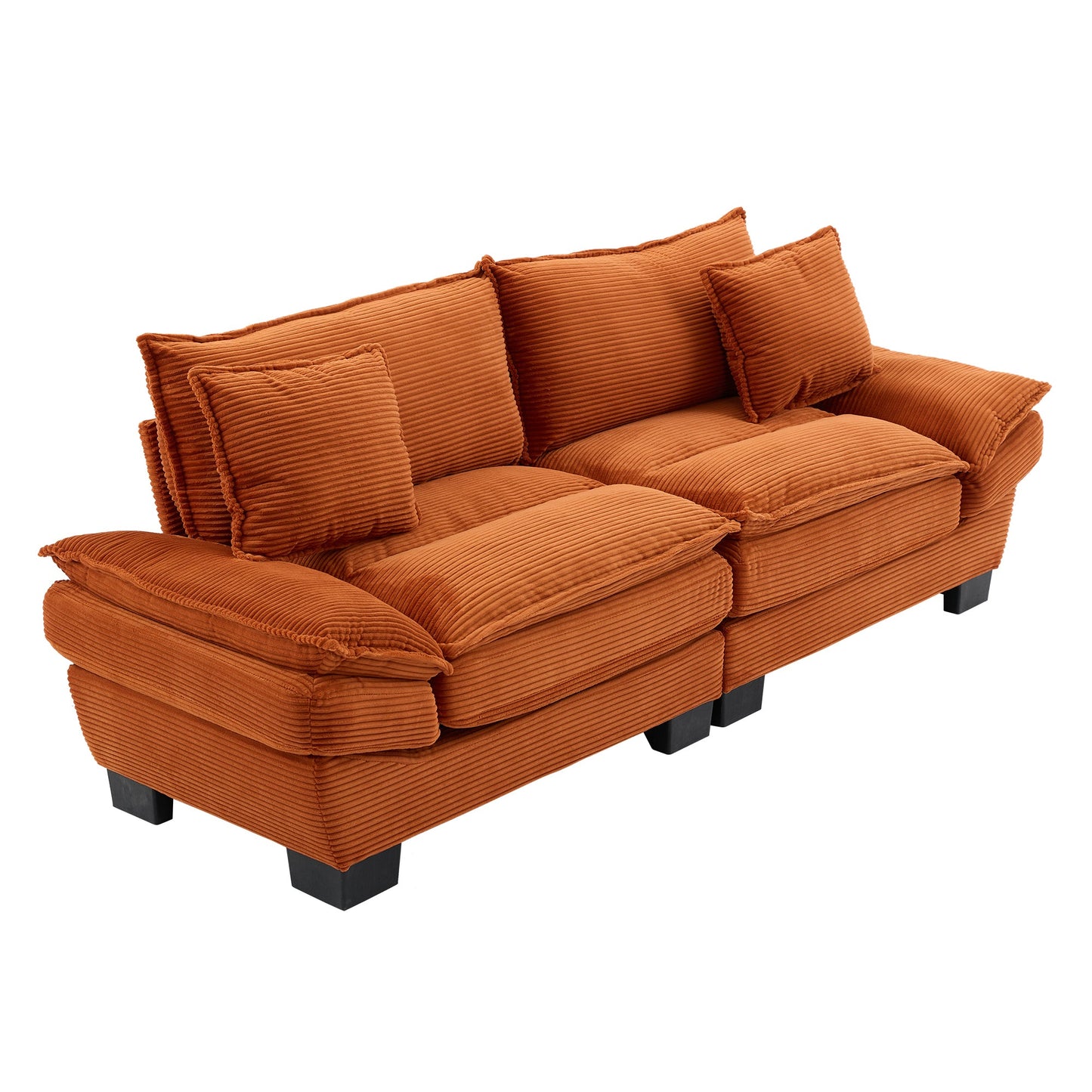 NEW Corduroy Sofa Sleeper Couch Loveseat Sofa with Pillows Comfy Upholstered Deep Seat Sofa for Bedroom,Living Room,Apartment,Office,Dorm-Orange Corduroy