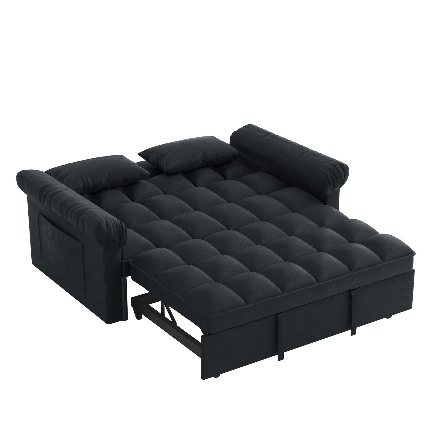 NEW Black Adjustable Back Loveseat Sofa Bed with Pull-out Bed