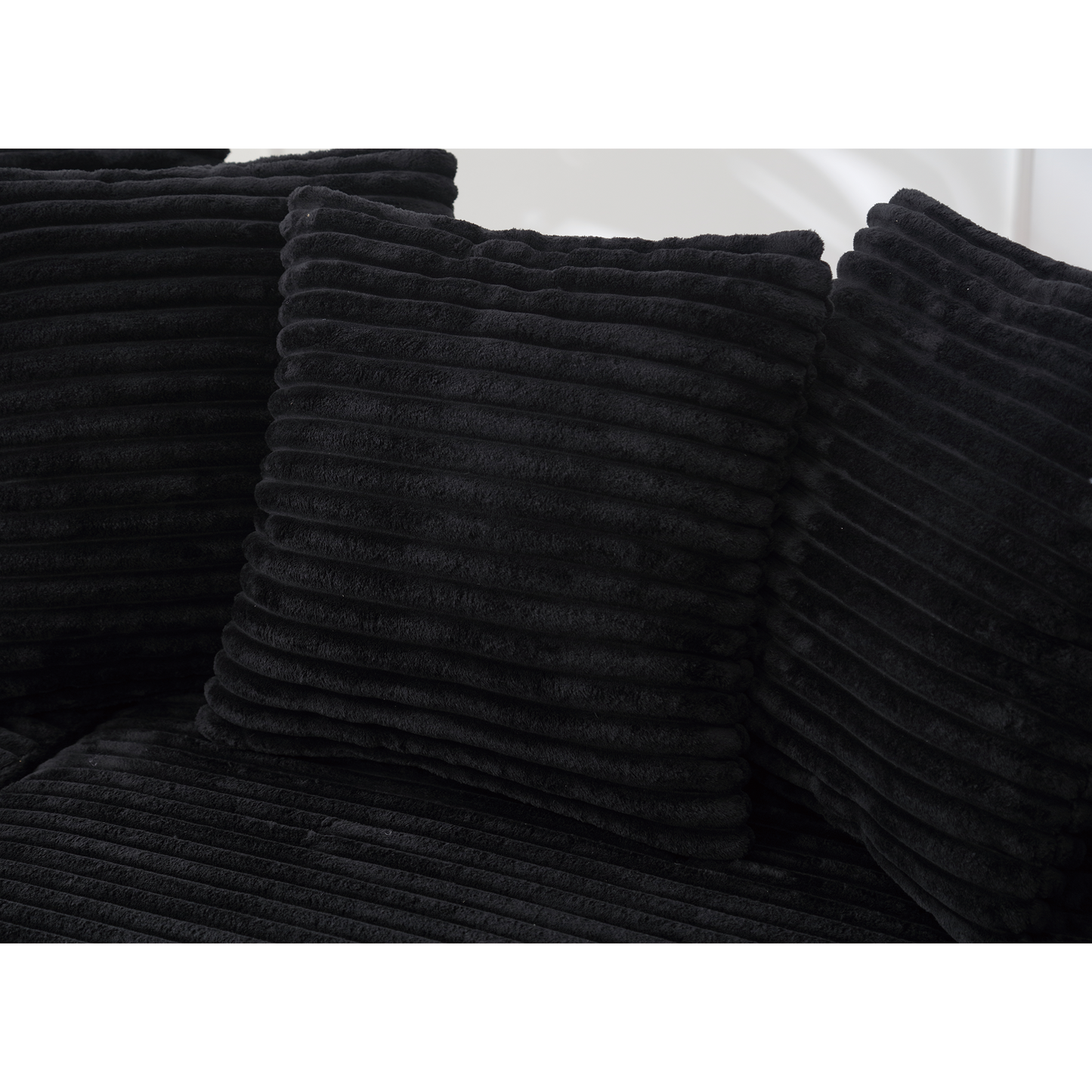 [NEW ARRIVED] [VIDEO PROVIDED] Oversized Two-Piece  Couches,  L Shaped Sofa, Corduroy, Left Chaise Daybed,with Armrests,Eight Throw Pillows,Corner Sofa,Easy To Assemble, Black