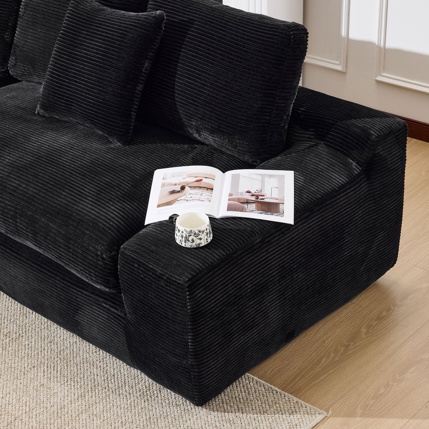 NEW 99*69' Modular Sectional Living Room Sofa Set, Modern Minimalist Style Couch, Upholstered Sleeper Sofa for Living Room, Bedroom, 2 PC Free Combination, Installation-free Sofa, L-Shape, Black