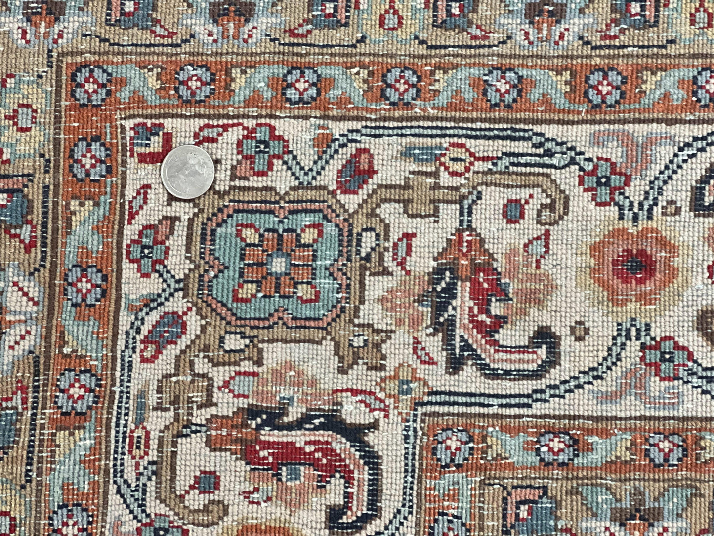 USED Square Indo Persian Bidjar Rug 10x10, Red, Handmade Vintage Wool Carpet