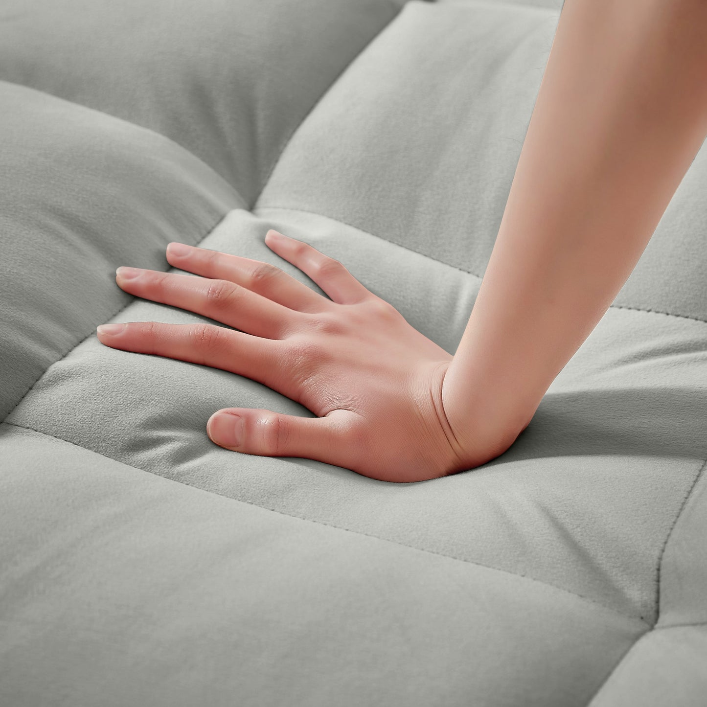 NEW 3-in-1 Grey Velvet Convertible Adjustable Pull Out Sleeper Chair Sofa Bed with Multi-Pockets