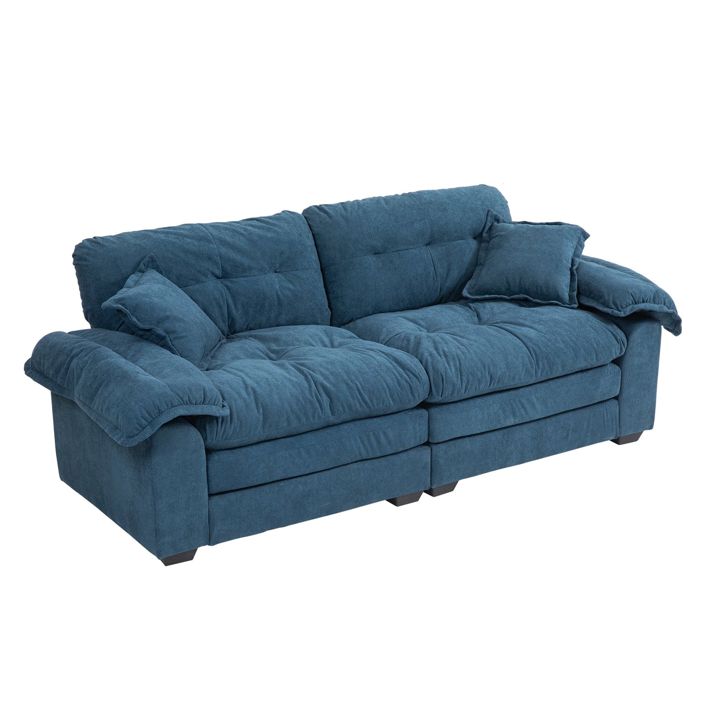 NEW 84' Chenille Sofa Small Sofa Loveseat Deep Seat Sofa Couch with 2 Throw Pillows & Memory Foam for Living Room Apartment Office Lounge-Blue