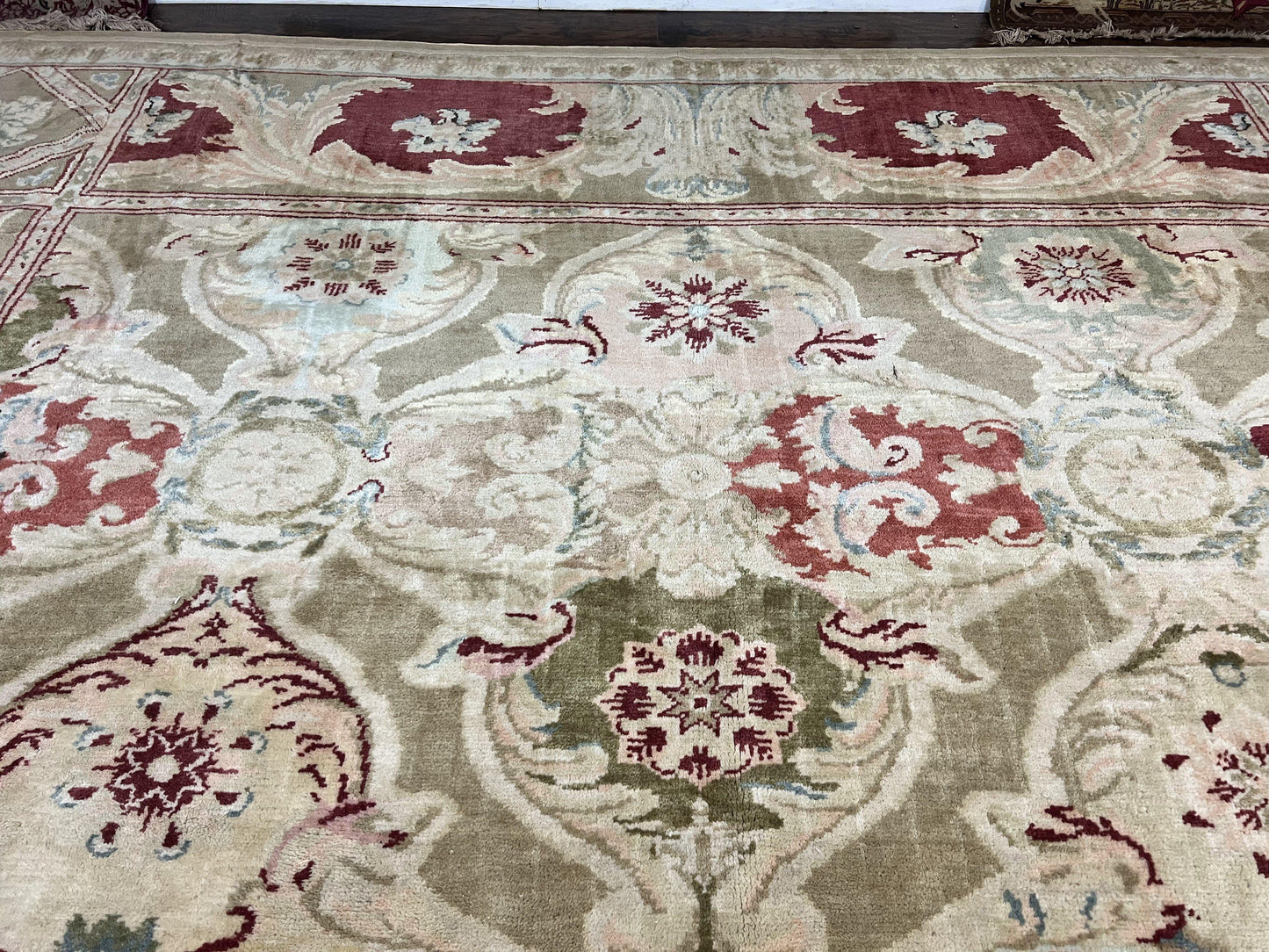 USED Large Egyptian Oushak Rug 12x21, Wool Handmade Vintage Carpet, Allover Pattern, Oversized 12 x 21 ft Traditional Rug