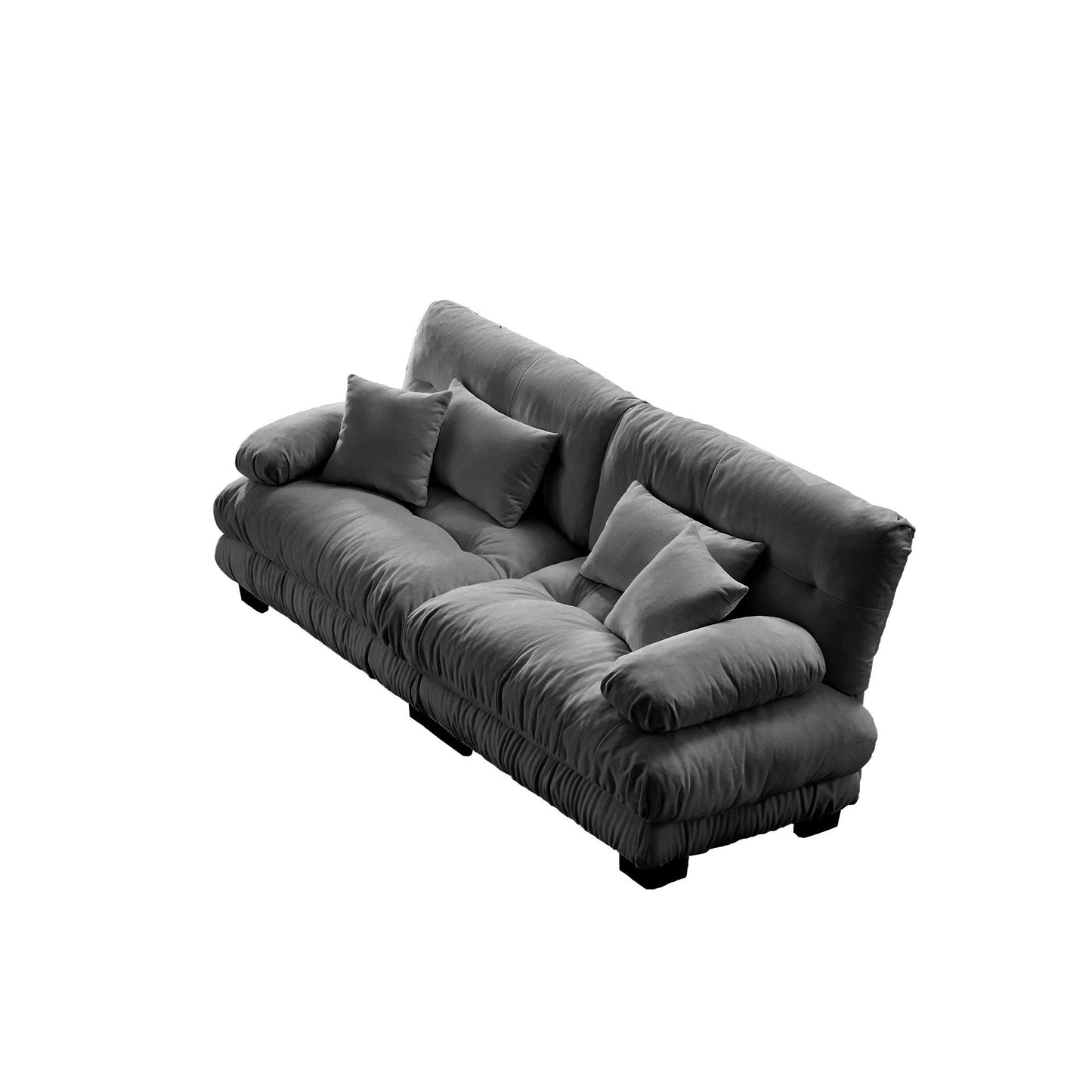NEW Chenille Gray Cloud Couch 2 Seater Sofa with 2 Lumbar and Throw Pillows