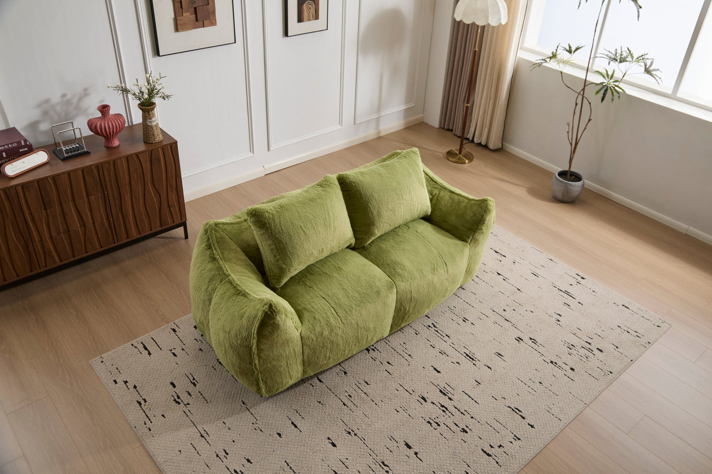 NEW Adult Green Giant Bean Bag Sofa Couch for Adults, Ultra Soft Fluffy Loveseat Bean Bag Sofa Oversized Lounge Cozy Reading Chair with Pillows