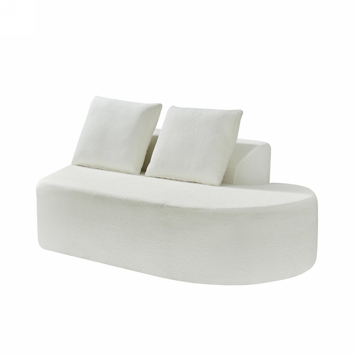 NEW 116' Modern Curved Sectional Sofa with High-Density Fully Compressed Sponge and Chaise Lounge, Pearl Upholstery, 2-Piece Set, Fully Assembled Right Hand Facing, Perfect for Living Room, Lounge