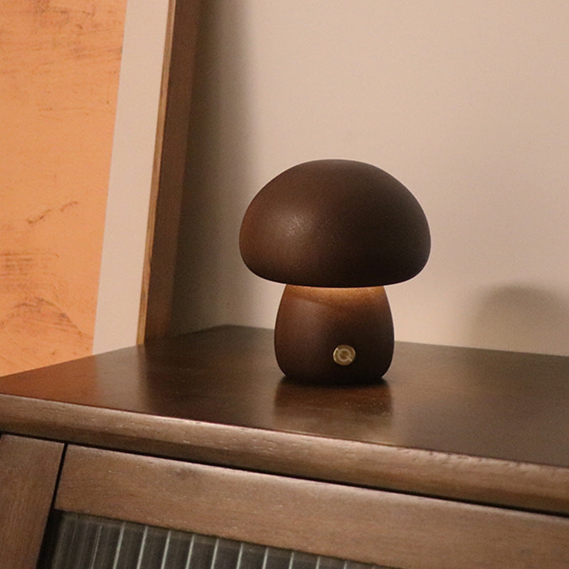 NEW INS Wooden Cute Mushroom LED Night Light With Touch Switch  Bedside Table Lamp For Bedroom Children's Room Sleeping Night Lamps Home Decor