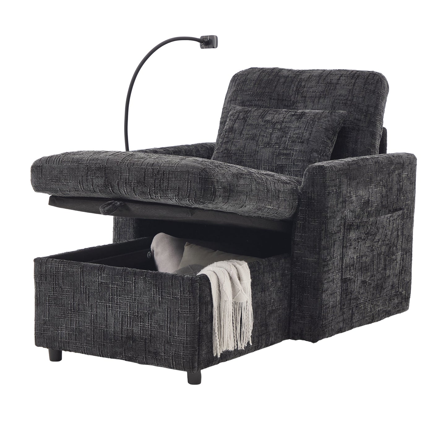 NEW Chenille Multifunctional Sofa Recliner with Storage Backrest and Cell Phone Bracket