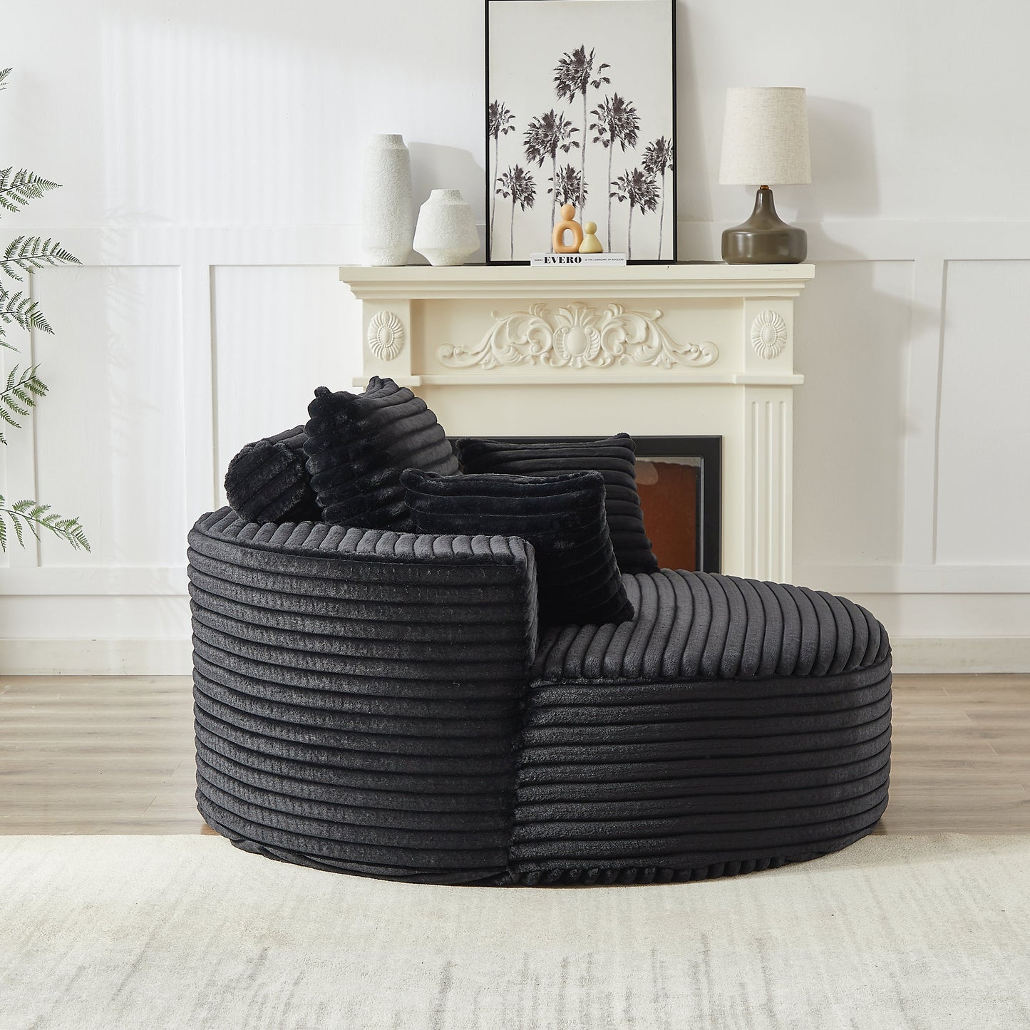 NEW 55''L Corduroy Sponge Fluffy Modern Sleeper Chair Single Sofa