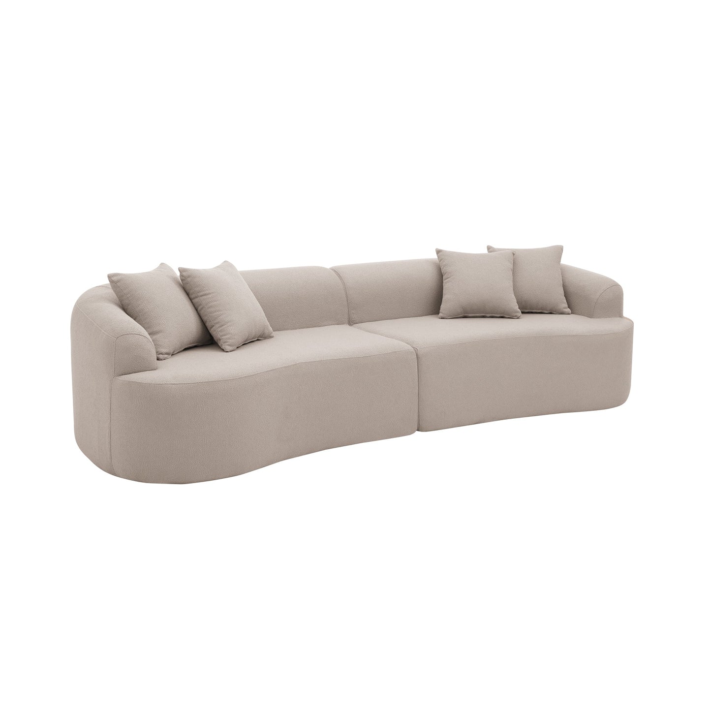 NEW Curved Modular Sectional Sofa in Lamb's Wool Fabric, Modern Minimalist Style, Compressed (No Assembly Required), Comfy for Living Room & Bedroom - Brown