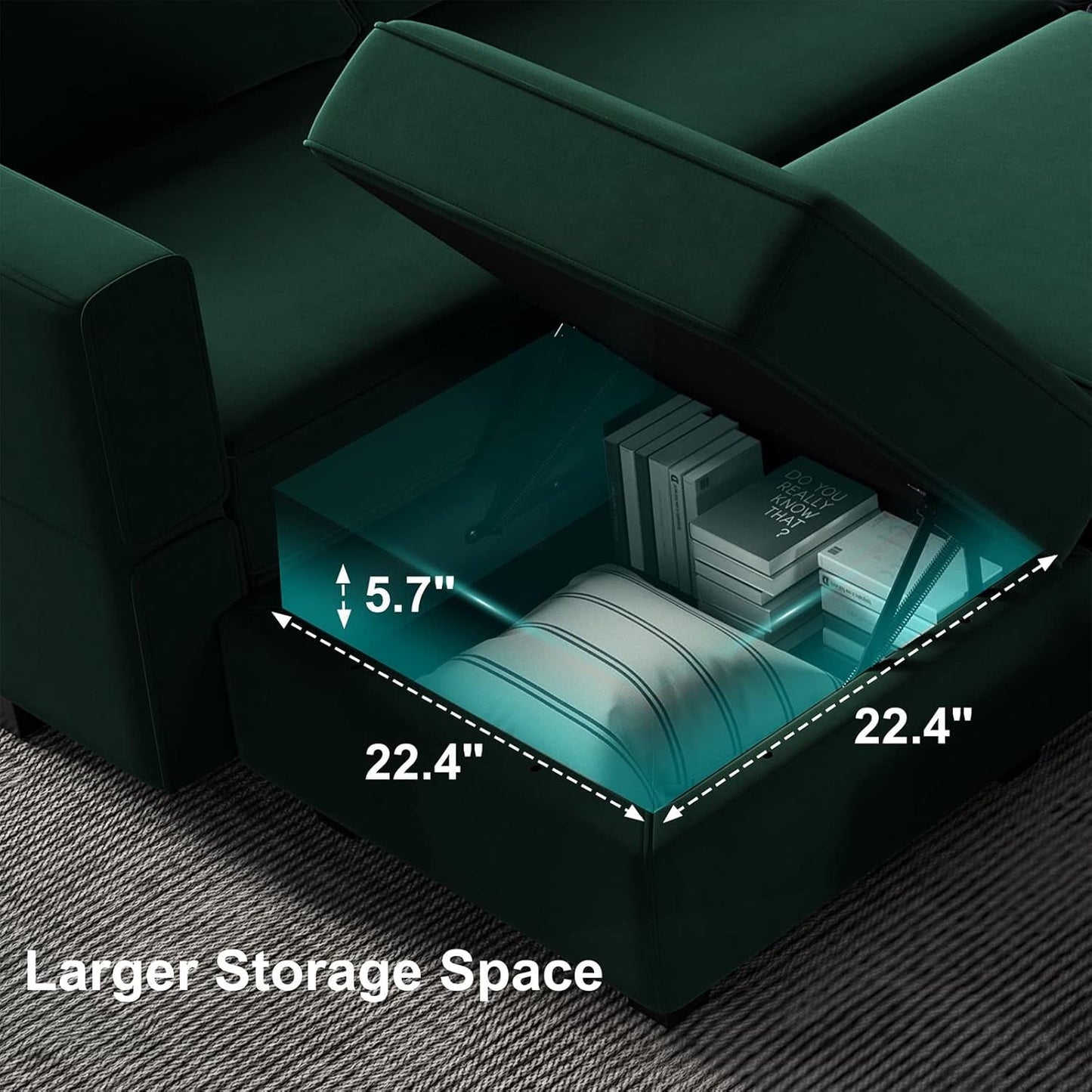 NEW Luxurious Emerald Green Velvet Modular Sleeper Sofa