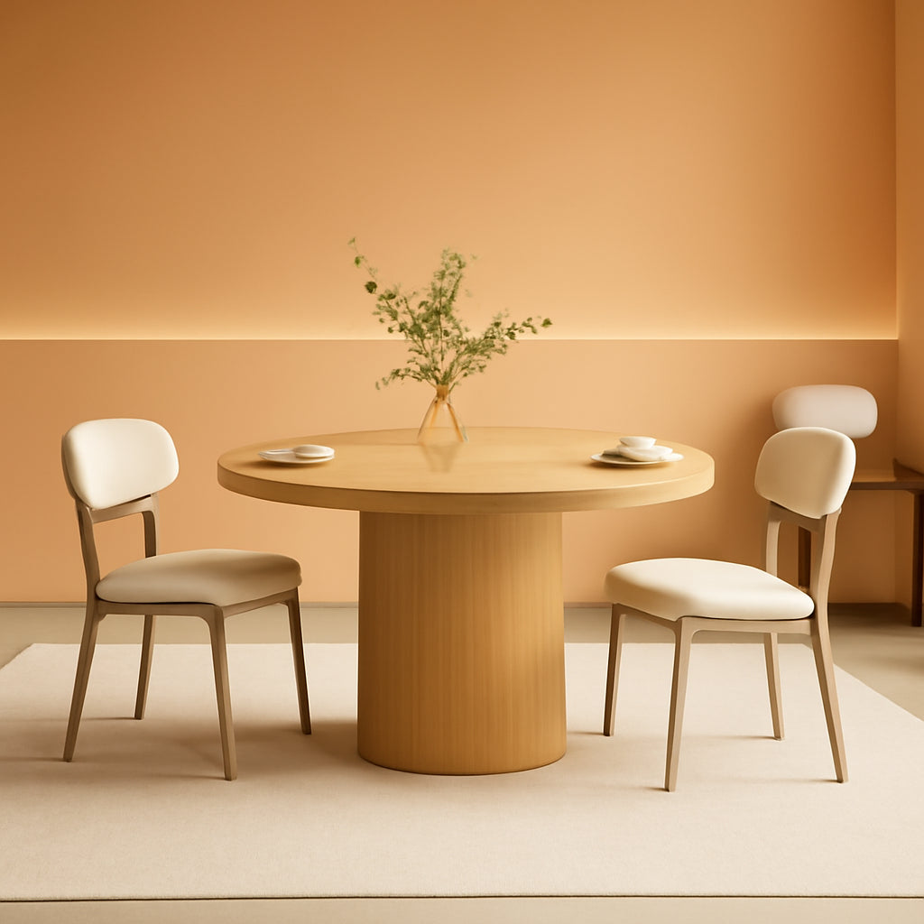 NEW 47 Inch Round Dining Table Natural Wood Farmhouse Fluted