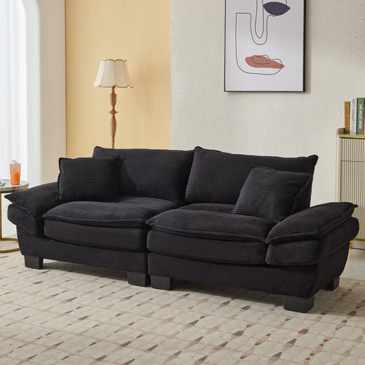 NEW Black Corduroy Sofa Sleeper Couch Loveseat Comfy Upholstered Deep Seat Sofa