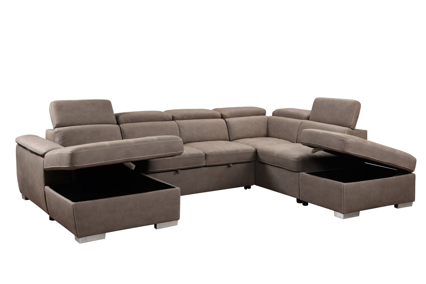 NEW 128' U Shaped Sectional Reversible Modular Sofa 7 Seater Couch with Storage Seat Adjustable Headrest